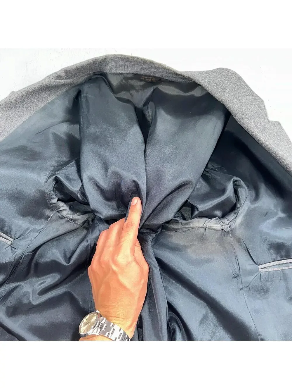 VTG Mens 2 PC Suit 44L Jacket Coat Vest Gray Levis Panatela Wool 80s